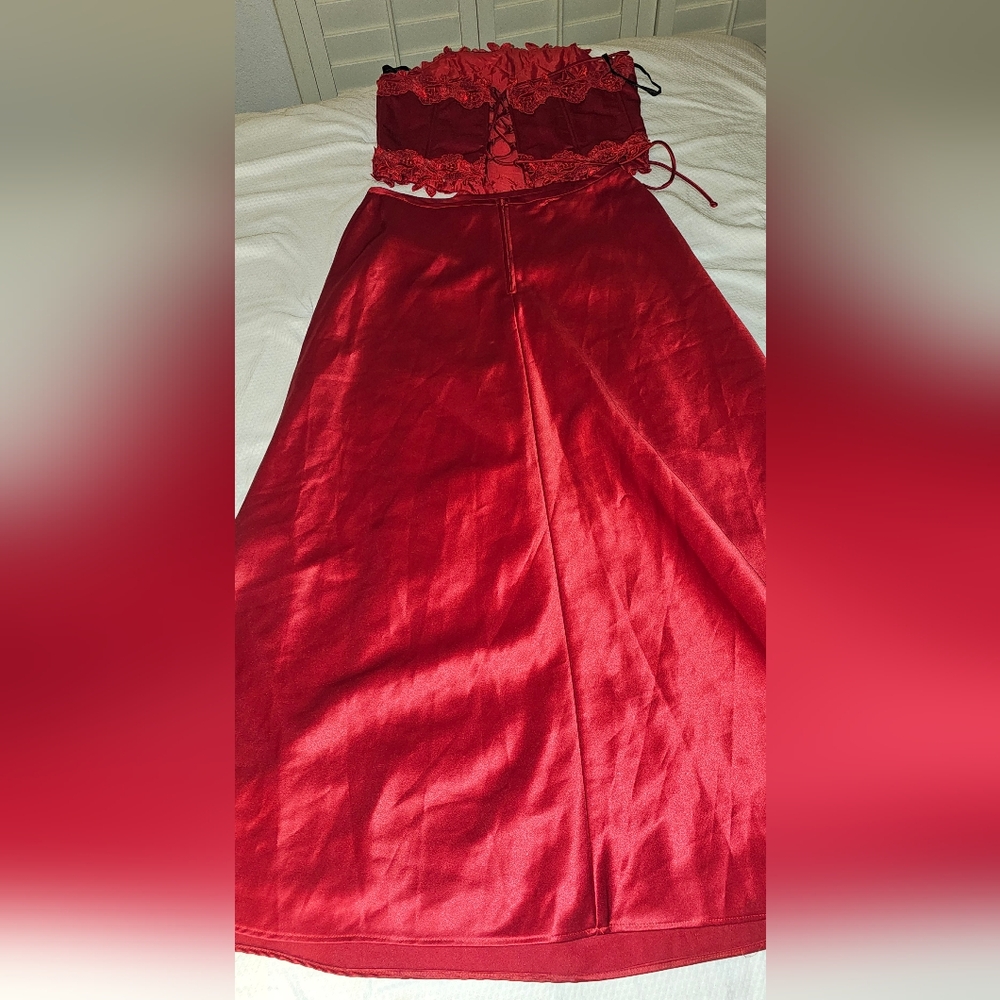 NOX SZ 2XL RED CORSET 2-PIECE FORMAL EVENING GOWN